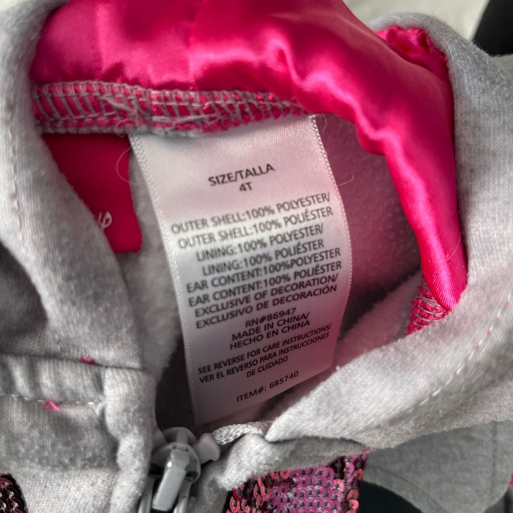 Kids Minnie Mouse Hoodie - Pink and Grey - Picture 7 of 7